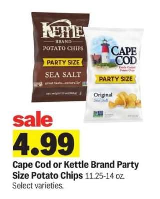 Cape Cod or Kettle Brand Party Size Potato Chips