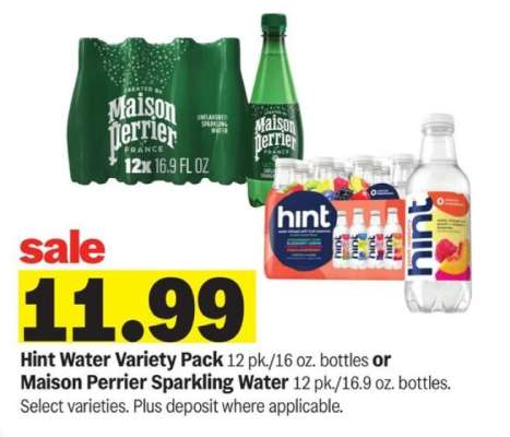 Hint Water Variety Pack or Maison Perrier Sparkling Water