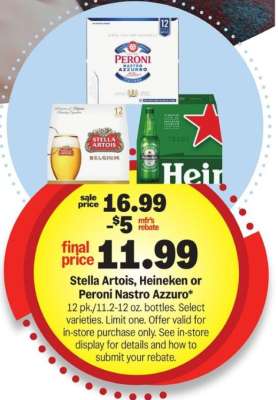 Stella Artois, Heineken or Peroni Nastro Azzuro