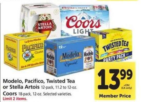 Modelo, Pacifico, Twisted Tea or Stella Artois