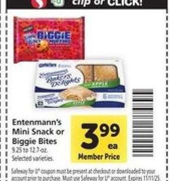 Entenmann's Mini Snack or Biggie Bites