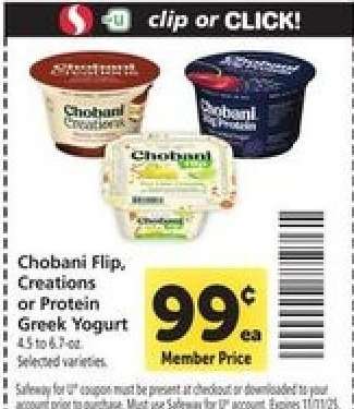 Chobani Flip, Creations or Protein Greek Yogurt*