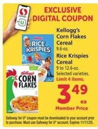 Kellogg's Corn Flakes Cereal / Rice Krispies Cereal