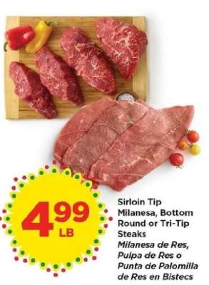 Sirloin Tip Milanesa, Bottom Round or Tri-Tip Steaks