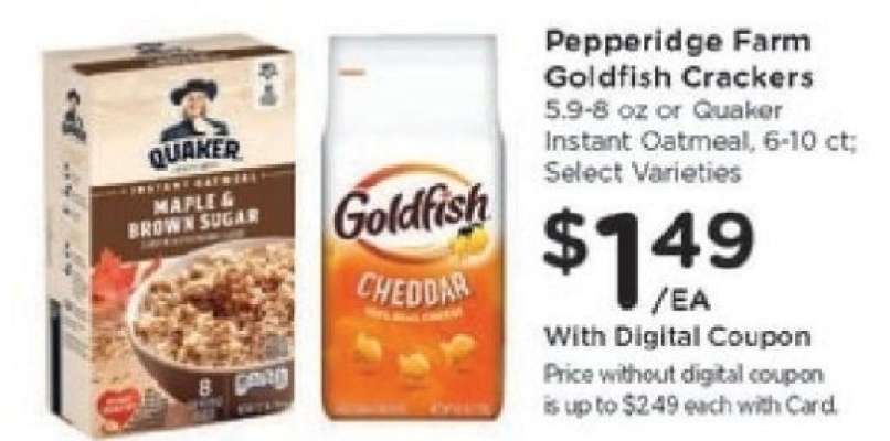 Pepperidge Farm Goldfish Crackers or Quaker Instant Oatmeal