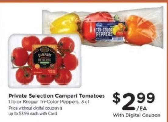 Private Selection Campari Tomatoes or Kroger Tri-Color Peppers
