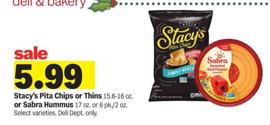 Stacy's Pita Chips or Thins or Sabra Hummus