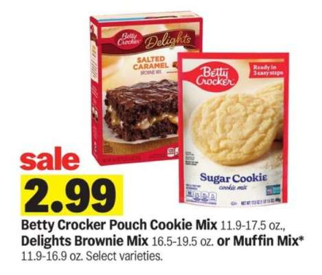 Betty Crocker Pouch Cookie Mix, Delights Brownie Mix, or Muffin Mix