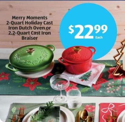 Merry Moments 2-Quart Holiday Cast Iron Dutch Oven or 2.2-Quart Cast Iron Braiser
