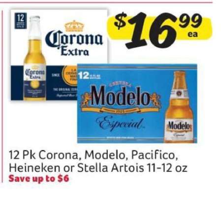 12 Pk Corona, Modelo, Pacifico, Heineken or Stella Artois