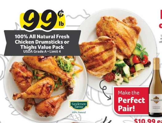 100% All Natural Fresh Chicken Drumsticks or Thighs Value Pack
