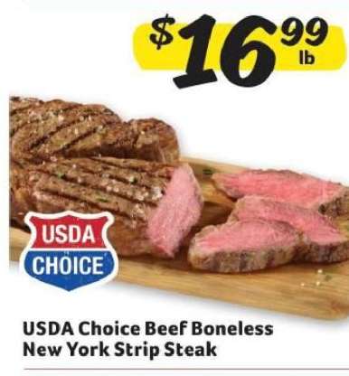 USDA Choice Beef Boneless New York Strip Steak