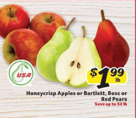 Honeycrisp Apples or Bartlett, Bosc or Red Pears