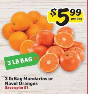3 lb Bag Mandarins or Navel Oranges