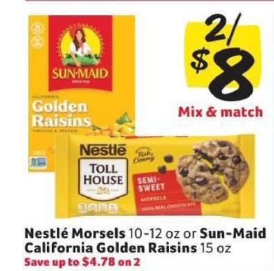 Nestlé Morsels or Sun-Maid California Golden Raisins