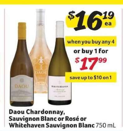 Daou Chardonnay, Sauvignon Blanc or Rosé or Whitehaven Sauvignon Blanc