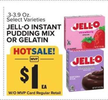 Jell-O Instant Pudding Mix or Gelatin