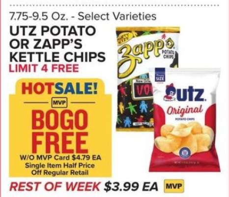 UTZ Potato or Zapp's Kettle Chips