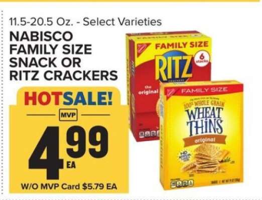 Nabisco Family Size Snack or Ritz Crackers