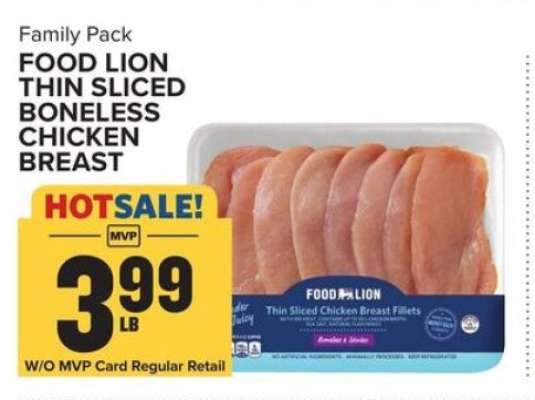 Food Lion Thin Sliced Boneless Chicken Breast