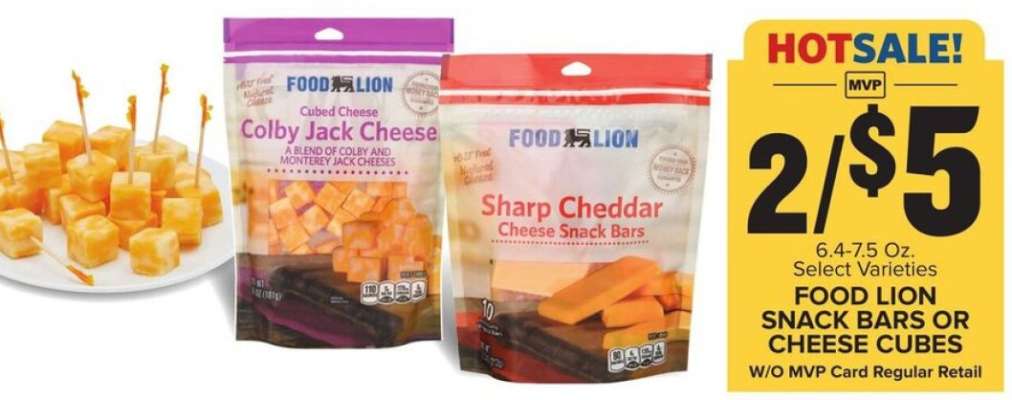 Food Lion Snack Bars or Cheese Cubes