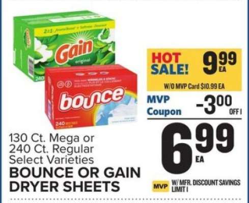 BOUNCE OR GAIN DRYER SHEETS