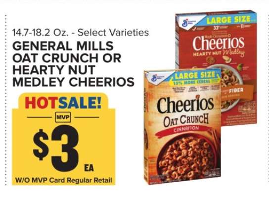 General Mills Oat Crunch or Hearty Nut Medley Cheerios