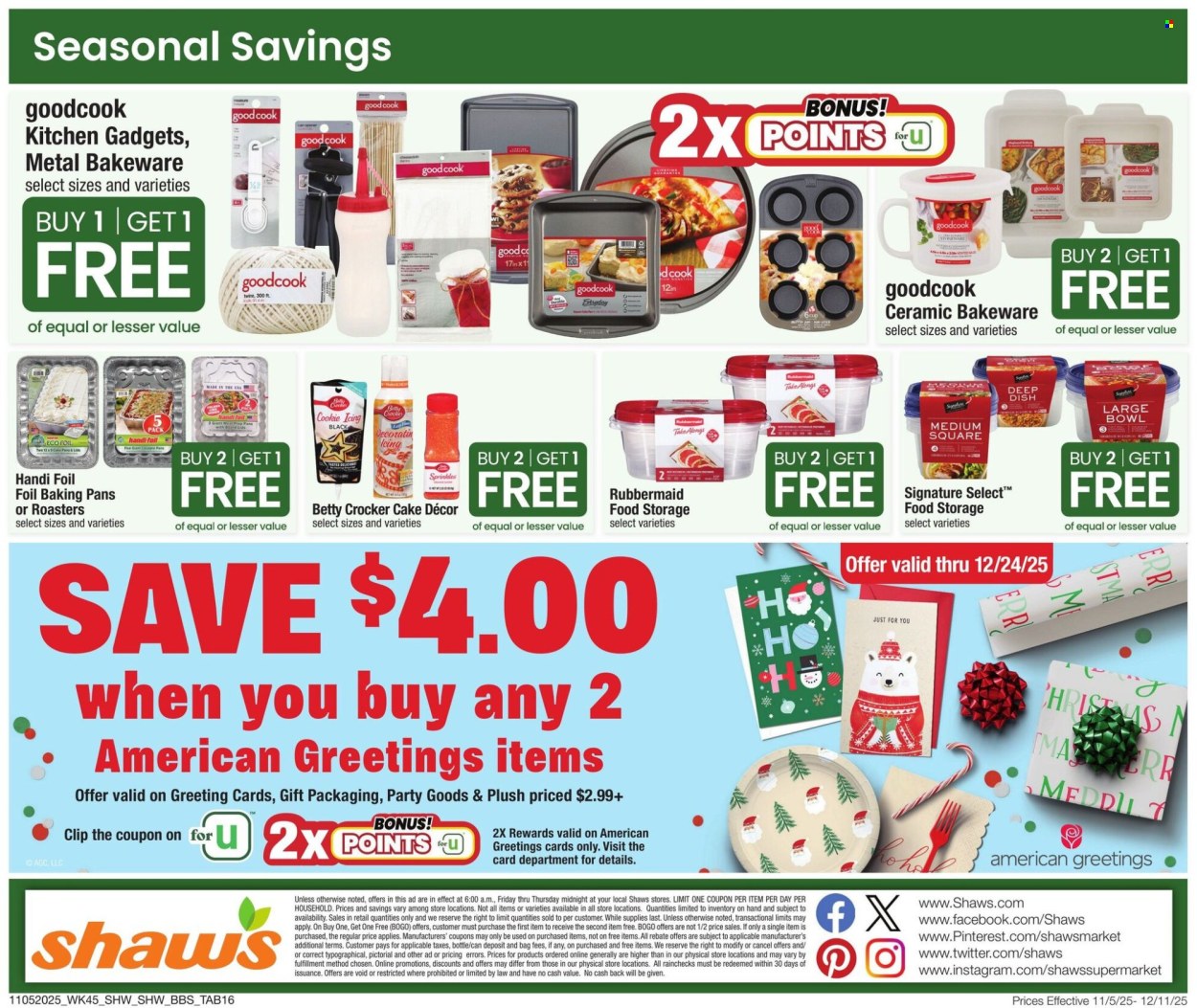Shaw’s ad - 11/05/2025 - 12/11/2025. Page 16