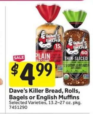 Dave's Killer Bread, Rolls, Bagels or English Muffins