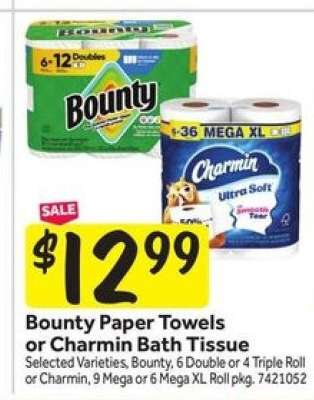 Bounty Paper Towels or Charmin Bath Tissue
