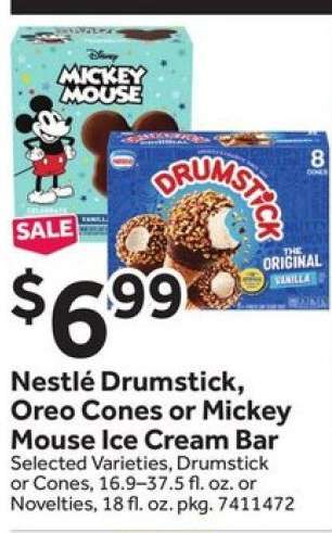 Nestlé Drumstick, Oreo Cones or Mickey Mouse Ice Cream Bar