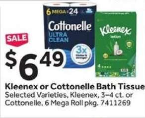 Kleenex or Cottonelle Bath Tissue