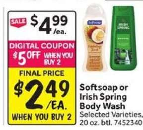 Softsoap or Irish Spring Body Wash