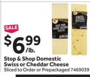 Stop & Shop Domestic Swiss or Cheddar Cheese