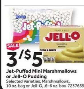 Jet-Puffed Mini Marshmallows or Jell-O Pudding