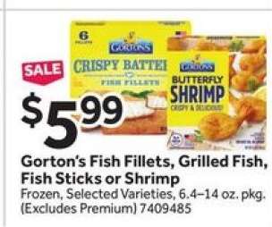 Gorton's Fish Fillets, Grilled Fish, Fish Sticks or Shrimp