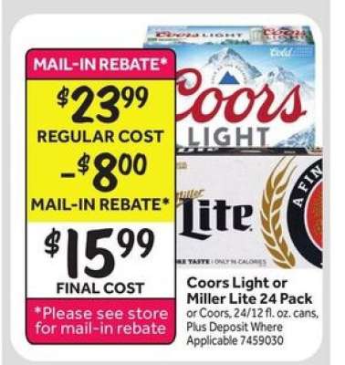 Coors Light or Miller Lite 24 Pack