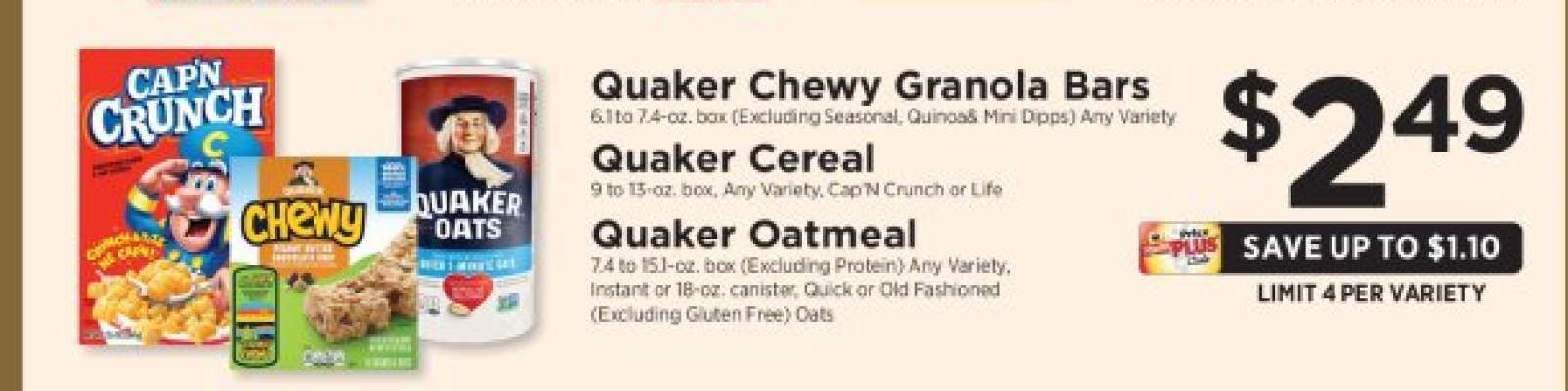 Quaker Chewy Granola Bars, Quaker Cereal, Quaker Oatmeal
