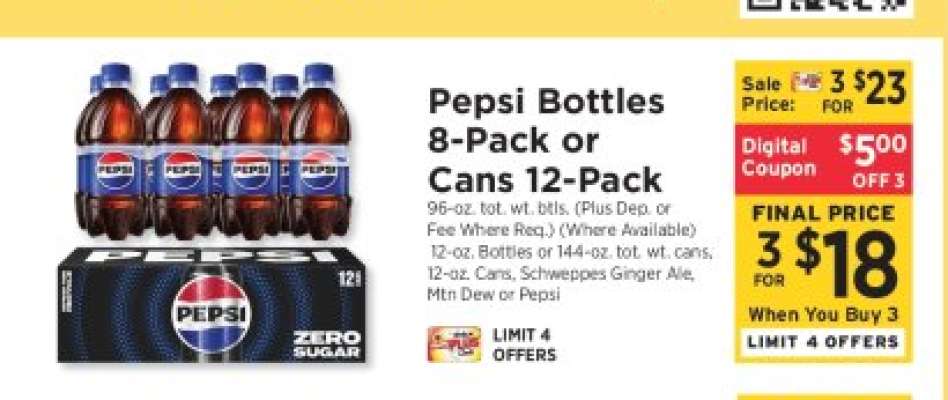 Pepsi Bottles 8-Pack or Cans 12-Pack