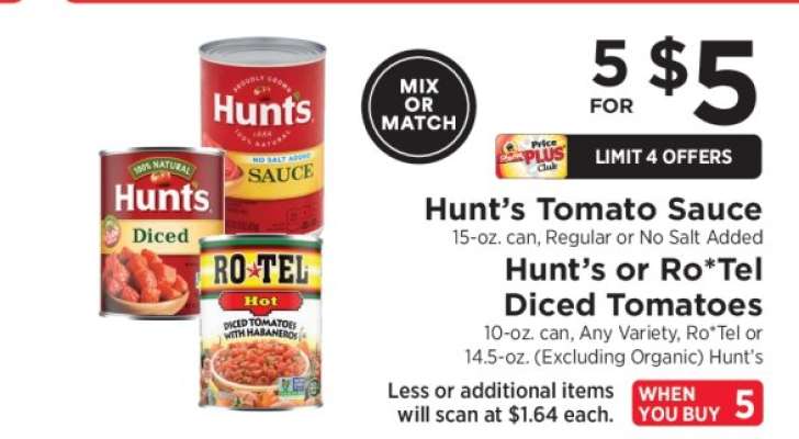 Hunt's Tomato Sauce / Hunt's or Ro*Tel Diced Tomatoes