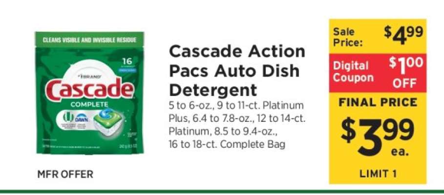 Cascade Action Pacs Auto Dish Detergent