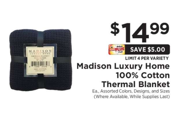 Madison Luxury Home 100% Cotton Thermal Blanket