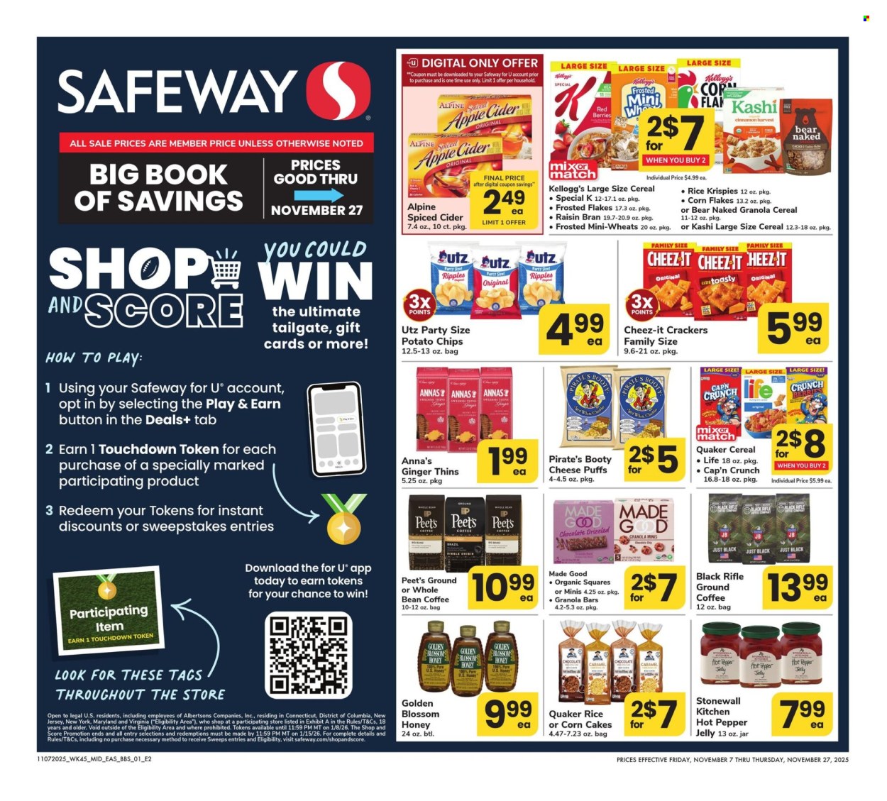 Safeway ad - 11/07/2025 - 11/27/2025. Page 1