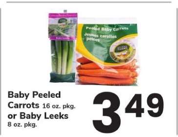 Baby Peeled Carrots or Baby Leeks