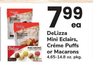 DeLizza Mini Eclairs, Créme Puffs or Macarons