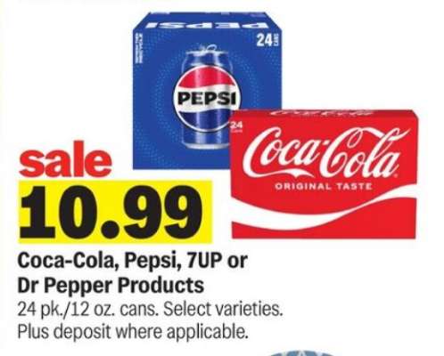 Coca-Cola, Pepsi, 7UP or Dr Pepper Products*