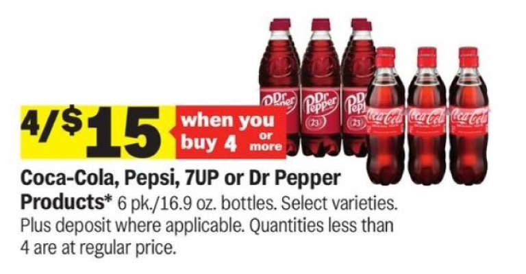Coca-Cola, Pepsi, 7UP or Dr Pepper Products*