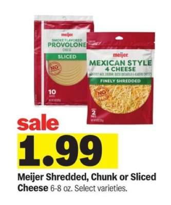 Meijer Shredded, Chunk or Sliced Cheese