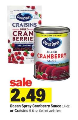 Ocean Spray Cranberry Sauce or Craisins