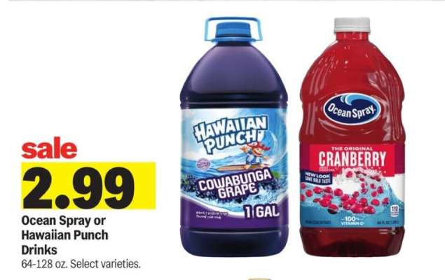 Ocean Spray or Hawaiian Punch Drinks